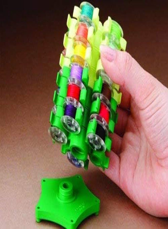 GEMSY برج تخزين بكرات الخيوط من جيمسي مع 25 بكرة بلاستيكية ملونة | برج تخزين بكرات سهل الاستخدام | برج تخزين بكرات الخيوط من السيليكون | مستلزمات الخياطة | اصنعها بنفسك - Image 4